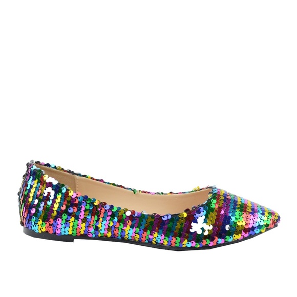 Women's Burgundy Multi Pointy Toe Flat Ballet
